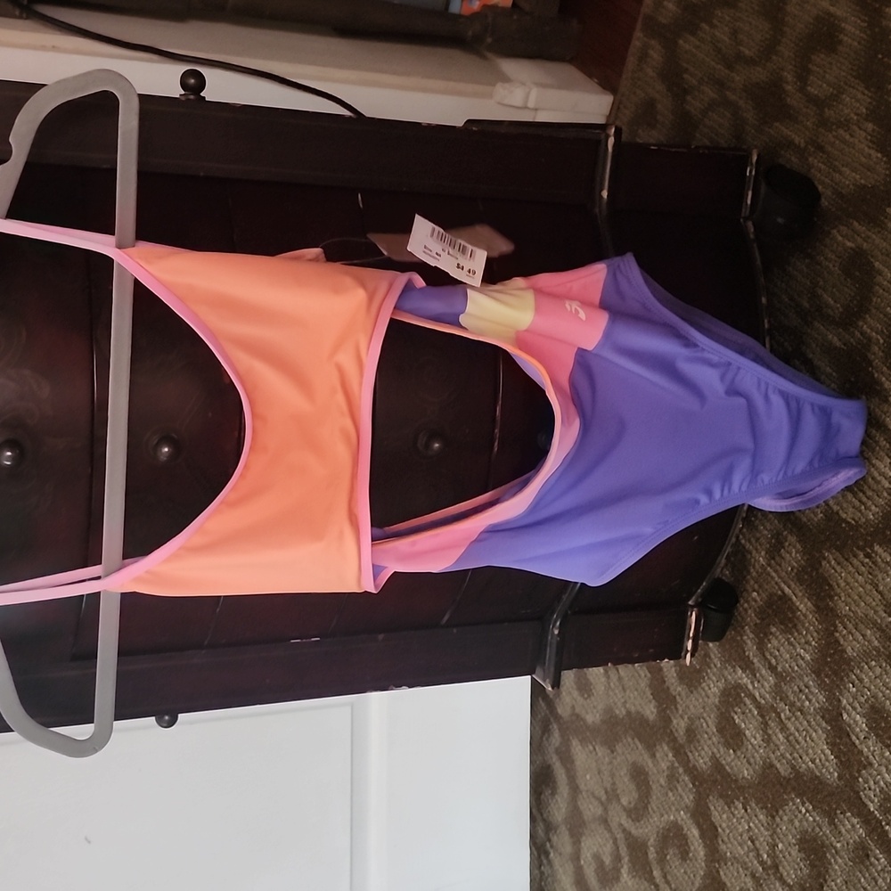 Hobie brand pastel midriff cut out one piece swimsuit